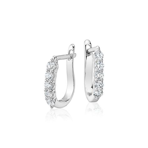 White Sapphire Earrings, White Gold Hoop Earrings, Round Diamond Earrings, White Gold Hoops, Sparkle Jewelry, Sparkly Earrings, Sparkle Earrings, Jewelry Essentials, Blue Nile