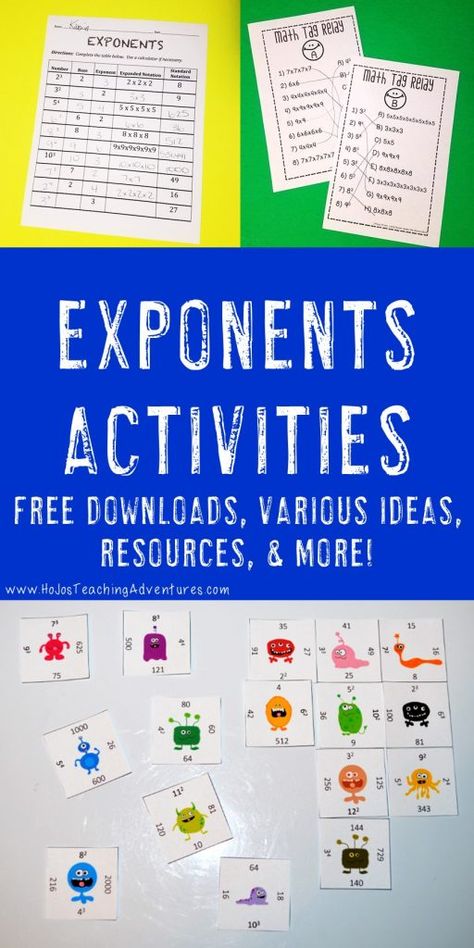 Exponents Activities, Math Exponents, Exponent Activities, Math Games Middle School, 6th Grade Classroom, Math Basics, Math Card Games, Assessment Strategies, Sixth Grade Math