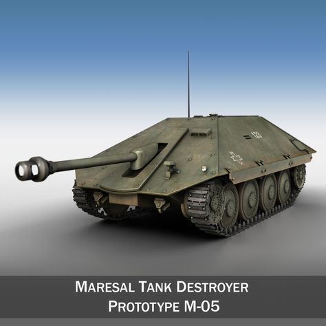 Maresal M05 - Romanian Tank Destroyer 3D Model- Originally modelled in cinema4D. Detailed enough for close-up renders. The zip-file contains bodypaint textures and standard materials. Features: - Inside scene: - model - 9 textures - No cleaning up necessary, just drop your models into the scene and start rendering. - No special plugin needed to open scene. - Phong shading interpolation / Smoothing - 35° - c4d Version R16 - Polygones - 160842 Vertices - 89755 - 136 Objects - 9 textu Military Crafts, Tank Destroyer, Native American Artifacts, German Tanks, Tanks Military, Armored Vehicles, Modern Warfare, Skin So Soft, Body Painting