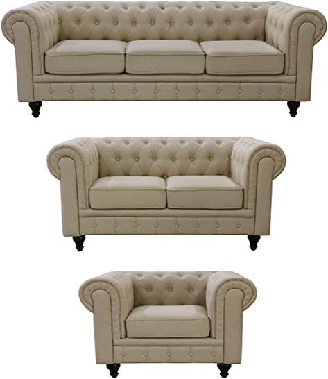 Chesterfield Sofa Living Room, Sofa Kulit, Fabric Chesterfield Sofa, Sofa Couch Design, Sofa Chesterfield, 3 Piece Living Room Set, Furnitur Ruang Keluarga, Luxury Furniture Sofa, Corner Sofa Design