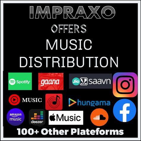 Impraxo provide online music distribution service for music artists, Impraxo publish your music on YouTube Music, Hungama, Spotify, Apple Music, Amazon Music, Wynk Music, Jio Saavn, Gaana, SoundCloud, Deezer and many other plateforms at only 999 per music . Wynk Music, Music Distribution, Spotify Apple, Amazon Music, Youtube Music, Digital Music, Your Music, Apple Music, Music Artists