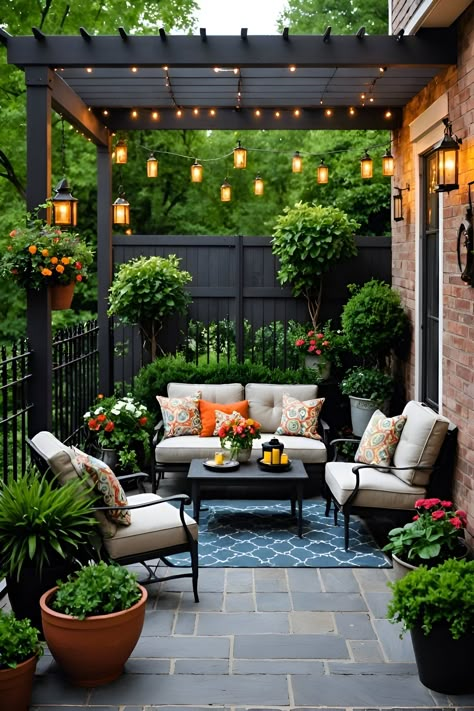 Outdoor Deck Decorating Ideas Cozy, Side House Patio Ideas, Outside Seating Area Covered, Pergola Seating Ideas, Backyard Patio Designs Covered, Outdoor Patio Seating Ideas, Backyard Lanai, Backyard Patio Designs Budget, Small Backyard Oasis