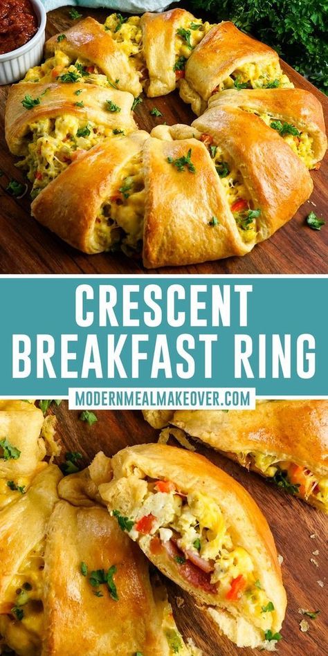 Breakfast Crescent Ring, Breakfast Crescent, Crescent Roll Recipes Dinner, Breakfast Ring, Crescent Breakfast, Crescent Roll Breakfast Recipes, Crescent Recipes, Breakfast Crescent Rolls, Crescent Ring