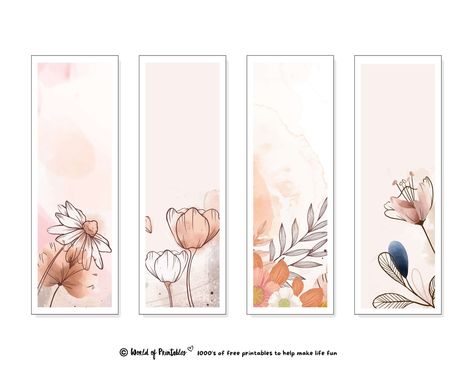 Handmade Bookmark Ideas, Free Printable Bookmarks Templates, Diy Wall Hanging Yarn, Floral Bookmarks, Free Printable Bookmarks, Best Watercolor, Feather Bookmark, Vintage Bookmarks, Free Printable Banner