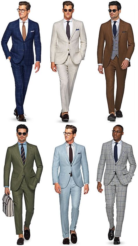 Mens Suits Ideas, Mens Suit Ideas Outfits, Man Outfit For Wedding Guest, Best Suit Colors For Men, 5 Suits 75 Combination, Suit Combos For Men, Men’s Suit Fashion, Mens Suits Wedding Guest, Men Suit Ideas