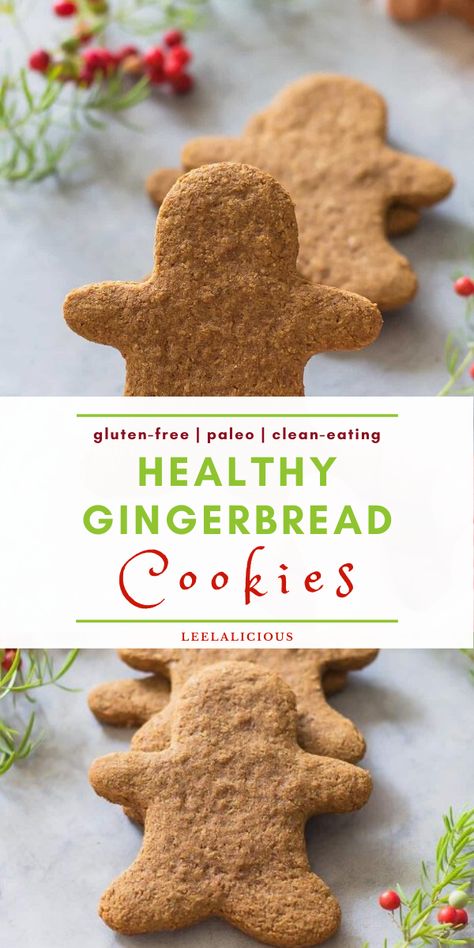 These Healthy Gingerbread Cookies are gluten free, paleo and clean eating! With this recipe no one has to miss out on Christmas baking anymore.  #healthy #gingerbread #cookies #glutenfree #paleo #cleaneating #recipe #baking #easy #christmas #holiday #dessert #best Paleo Gingerbread Cookies, Healthy Gingerbread Cookies, Paleo Gingerbread, Healthy Gingerbread, Gluten Free Gingerbread Cookies, Paleo Christmas, Easy Gingerbread Cookies, Chewy Gingerbread Cookies, Holiday Desserts Christmas