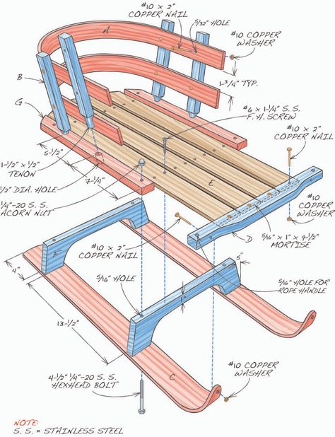 How to Make a Sled from a Tree | Popular Woodworking Diy Wooden Sled, Baby Sled, Sleds For Kids, Wooden Sleigh, Wood Carving Furniture, Snow Sled, Woodworking Equipment, Carpentry Projects, Wood Building