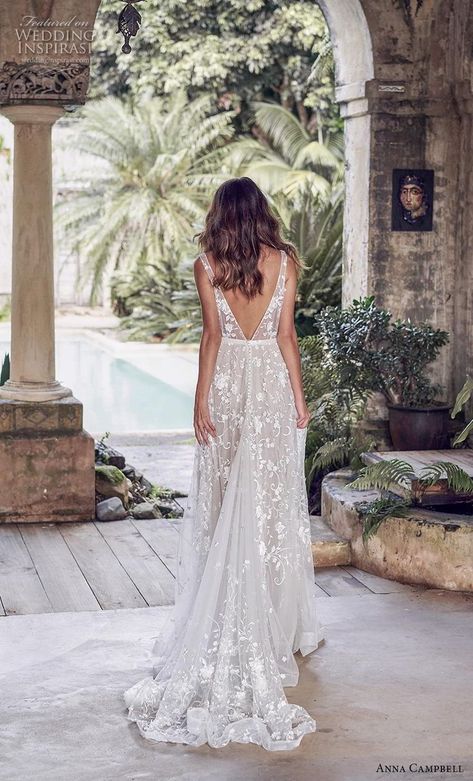 anna campbell 2019 bridal sleeveless v neck full embellishment romantic pretty modified a line wedding dress backless v back medium train (2) bv -- Anna Campbell 2019 Wedding Dresses | Wedding Inspirasi #wedding #weddings #bridal #weddingdress #bride ~ Anna Campbell, Backless Wedding, Beauty Dress, Backless Wedding Dress, Italian Wedding, Wedding Dress Inspiration, A-line Wedding Dress, Boho Wedding Dress, Dream Wedding Dresses