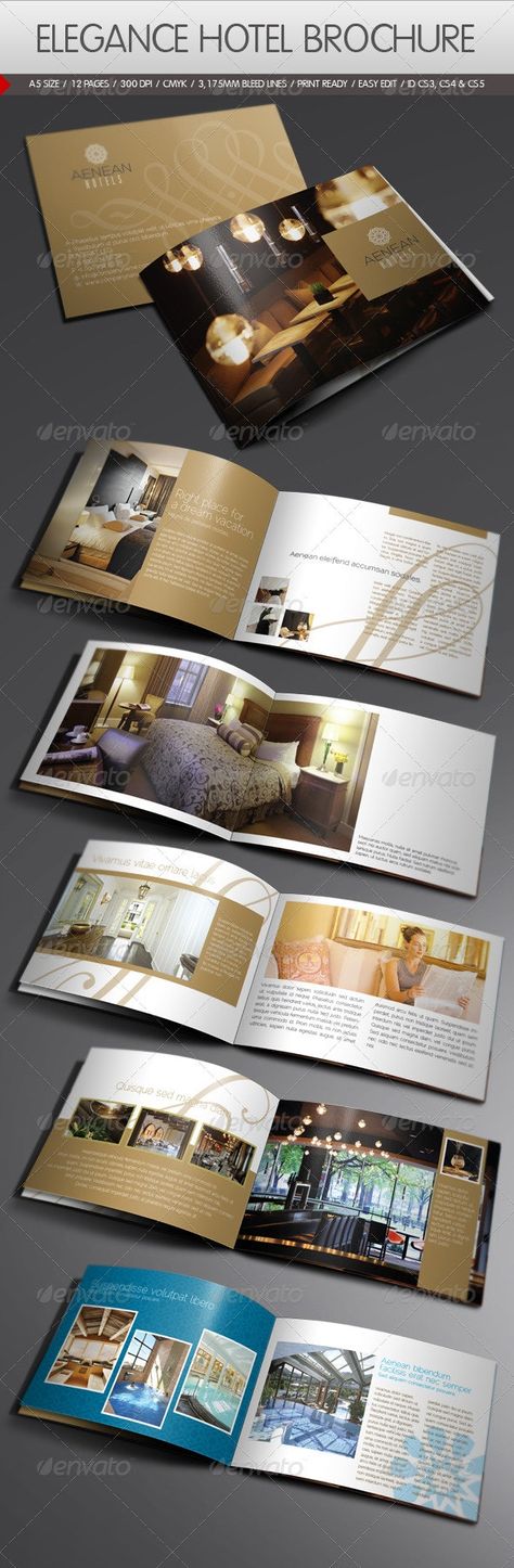 Leaflet Design, Booklet Design, Elegant Brochures, Brochure Graphic, Cv Inspiration, Brochure Inspiration, Elegant Hotel, Hotel Logo, Brochure Layout