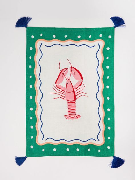 Painted Lobster, Scalloped Frame, Print Scarf Design, Decor Ideas Kitchen, Foto Transfer, Art Matters, Cream Base, Playroom Furniture, Blue Tassel