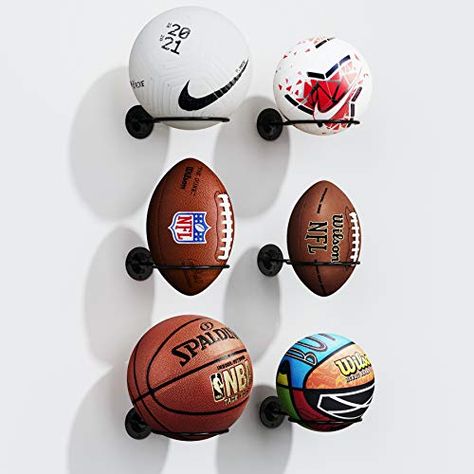 Basketball Holder, Grace In My Space, Ball Volleyball, Ball Display, Sport Bedroom, Basketball Display, Ball Holder, Ball Storage, Display Wall