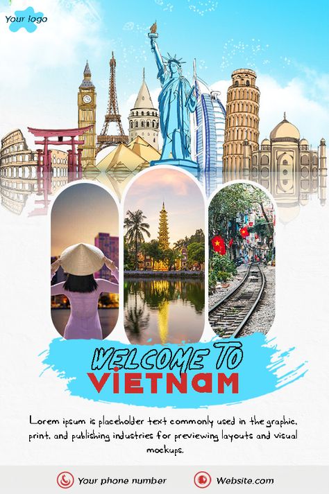 Explore And Travel To Vietnam Poster Or Business Agency Promotion Flyer Templates PSD #pikbest#templates Vietnam Poster, Chinese Travel, Japan Tourism, Travel To Vietnam, Vietnam Tour, Vietnam Itinerary, Promotion Flyer, Wedding Invitations Leaves, Desktop Publishing