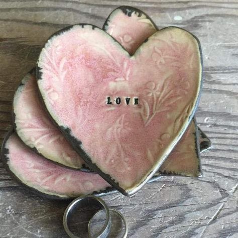 Heart Pottery, Love Heart Ring, Heart Shaped Ring, Air Dry Clay Projects, Ceramic Workshop, Pottery Handbuilding, Pottery Crafts, Culver City, Ceramics Ideas Pottery