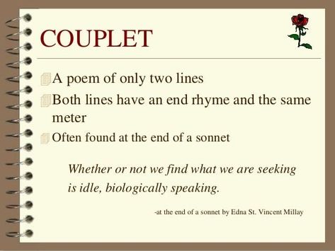 In poetry, a couplet is two successive lines of verse, usually rhymed and of the same meter. Rhyming Couplet, Second Line, Poetry Collection, Academic Writing, Subjects, Poetry, Writing, Books