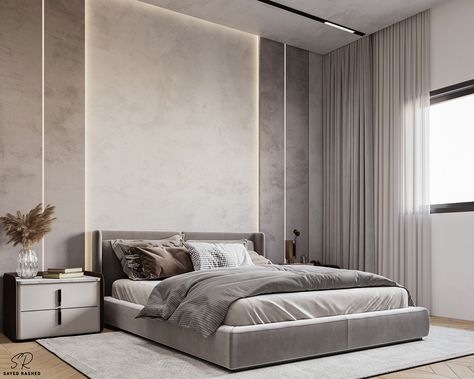 Master Bedroom on Behance Luxury Bedroom Master Suite, Grey Apartment, Neoclassical Interior, Bedroom Interior Design Luxury, Interior Design Your Home, Tv Room Design, Living Room Partition Design, Room Partition Designs, Grey Bedroom