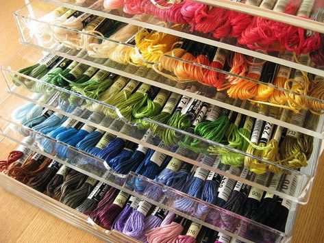 How To Properly Store Cross Stitch Threads | Lord Libidan Embroidery Floss Storage, Doodle Stitching, Cross Stitch Floss, Thread Organization, Thread Storage, Yarn Storage, Cross Stitch Thread, Organized Chaos, Cross Stitch Supplies