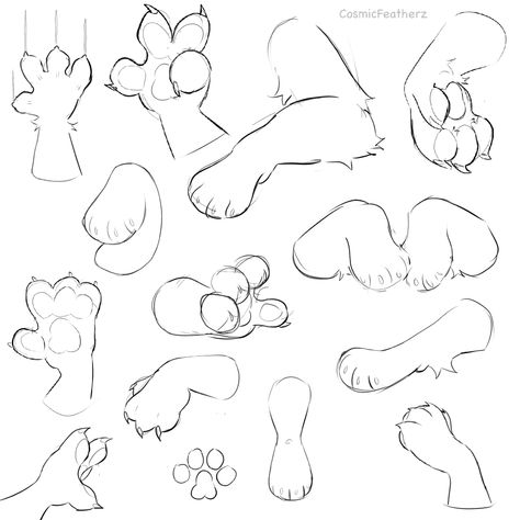 Paw Beans Drawing, Person With Goat Legs Drawing, Cute Cat Base Drawing, Chibi Paws Reference, Cat Paws Drawing Reference, Cat Pawing At Something, Paws Art Reference, Animal Paws Drawing, Dog Front View Drawing