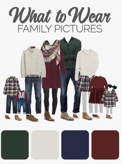 Family Picture Outfits Maroon, Christmas Color Family Pictures, Xmas Photo Outfit Ideas, Family Plaid Pictures Outfit Ideas, Green And Burgundy Family Photos, Christmas Photo Clothing Ideas, Blue And Green Holiday Photo Outfits, Maroon And Green Family Pictures Outfits, Christmas Family Photo Color Schemes