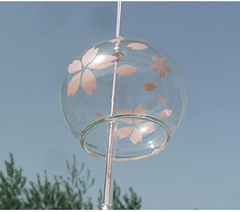 Wind Bells, Glass Windchimes, Japanese Wind Chimes, Bell Art, Japanese Room, Pink Sakura, Japanese Sakura, Glass Wind Chimes, Garden Christmas