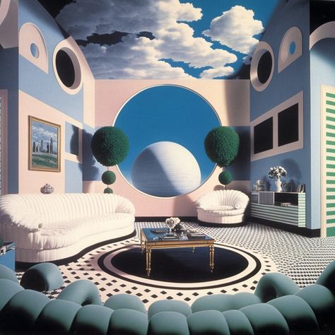 Surreal Set Design, Surrealism Interior Design, Surrealist Decor, Surrealism Room, Surrealist Aesthetic, Surrealism Interior, Surreal Bedroom, French Cowboy, Surreal Room