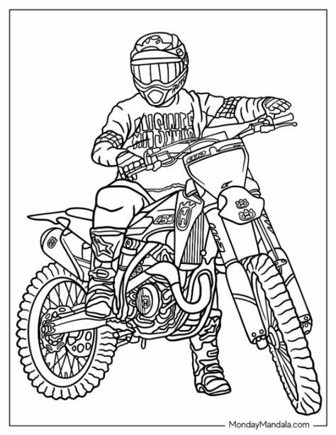 20 Dirt Bike Coloring Pages (Free PDF Printables) Dirtbike Coloring Page, Dirt Bike Coloring Pages, Motorcycle Coloring Pages, Free Planner Pages, Worksheet Coloring, Car Coloring Pages, Calligraphy Markers, Dirt Bike Helmets, Dirt Bike Gear