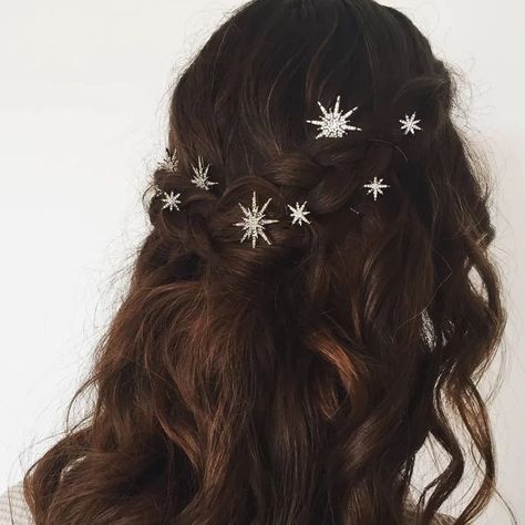 Crystal Embellished Aurora Star Bobby Pin Pair – Crown and Glory Crystal Hair Accessories, Celestial Wedding, Peinados Fáciles Para Cabello Corto, Wedding Hair Clips, Star Hair, Bobby Pin, Crystal Hair, Wedding Hair Accessories, Prom Hair