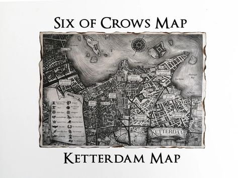 Six of Crows Ketterdam Map the Grishaverse Map Crooked - Etsy Map Of Ketterdam, Six Of Crows Map, Ketterdam Map, Shadow And Bone Map, Grishaverse Map, The Grishaverse, Kingdom Map, Grisha Trilogy, Aged Paper