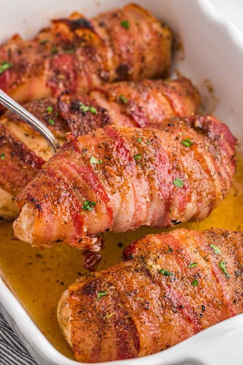 Sweet And Spicy Bacon Wrapped Chicken, Chicken Wrapped In Bacon Recipe, Bacon Chicken Wrap, Chicken Wrapped In Bacon Baked, Bacon Wrapped Chicken Breast Oven, Bacon Wrapped Chicken Tenderloins, Chicken Breast With Rib Meat Recipes, Chicken Breast Bacon Recipes, Chicken With Bacon Recipes