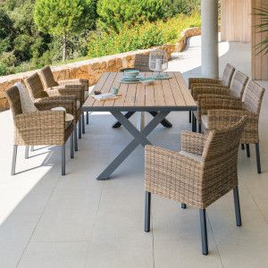 Mesa de jardín - Conjunto de jardín, mesa y silla - 2 - Eminza Table Bistrot, Table Haute, Mesa Exterior, Design Table, Balcony Decor, Outdoor Table, Garden Furniture, Home Projects, Outdoor Furniture Sets