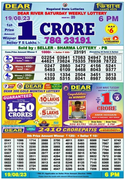 Nagaland State Lottery Live Draw Today Result 6 PM 19.08.2023 Lottery Result Today, Lottery Drawing, Online Lottery, Daily Day, Lottery Games, Lottery Results, Winning Numbers, Lottery Tickets, Cash Prize