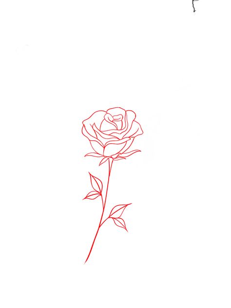 Cute Small Rose Tattoos Simple, Cute Simple Rose Tattoos, Outline Of A Rose Tattoo, Red Ink Rose Tattoo Outline, Red And White Rose Tattoo, Red Rose Tattoo Outline, Simple Red Rose Tattoo, Small Outline Tattoos For Women, Minimalist Rose Tattoo Small