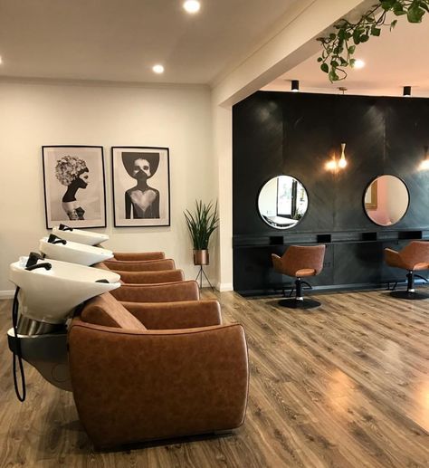 BLUSH GIRL SALON ~ A #feminine #contempory #salonspace with our Chloe Tan Salon Chair and Hazel Tan #hairdressingbasin. 📸 @blushgirlsalon Tan Salon, Girl Salon, Hair Salon Interior Design, Salon Interior Design Ideas, Black Hair Salons, Nail Salon Interior Design, Beauty Salon Interior Design, Nail Salon Interior, Hair Salon Design