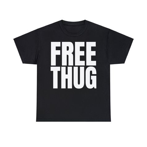 "Elevate your voice and support a crucial cause with our \"FREE THUG\" graphic t-shirt. Crafted with care, this shirt is more than just comfortable; it's a powerful statement against harmful stereotypes and an invitation to foster a more inclusive and compassionate society. Features: 1. Premium Quality: Made with 100% cotton, this t-shirt offers superior comfort and breathability. The fibre content may vary slightly for different colours, but the soft, natural feel remains consistent across the Free Thug Shirt, Free Thug, Goth Vintage, Soft Natural, Color Free, Your Voice, Hoodie Sweatshirt, The Fosters, Sweat Shirt