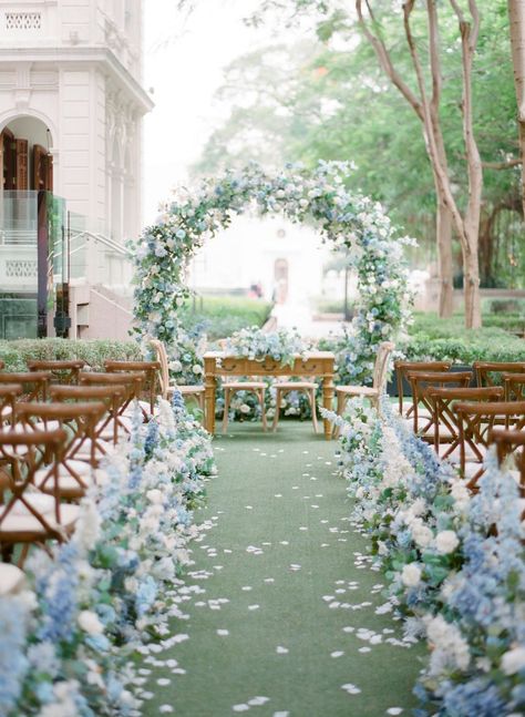 Blue and white summer wedding with orchids in Hong Kong Hong Kong, Blue And White Wedding, Outdoor Wedding Ceremony, Outdoor Ceremony, Blue Wedding, White Wedding, Outdoor Wedding, Wedding Ceremony, Garden Decor