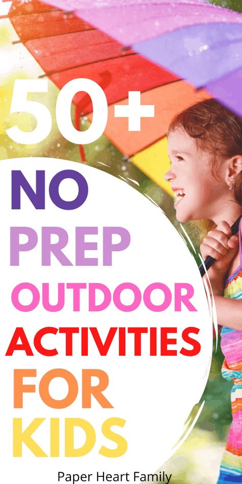 65 No-Prep, Easy Outdoor Activities For Kids Easy Outdoor Activities For Kids, Easy Outdoor Activities, Outdoor Nature Activities, Learning Activities For Kids, Outdoor Learning Activities, Boredom Busters For Kids, Literacy And Numeracy, Kids Literacy, Kids English