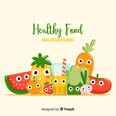 More than 3 millions free vectors, PSD, photos and free icons. Exclusive freebies and all graphic resources that you need for your projects Healthy Food Project, Cute Healthy Food, Healthy Food Cartoon, Healthy Food Photos, Healthy Food Illustration, Healthy Food Poster, Healthy Food Background, Health Food Breakfast, Healthy Background