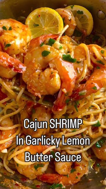 Small Shrimp Recipes, Spicy Shrimp Pasta, Lemon Garlic Shrimp Pasta, Cajun Shrimp Pasta, Grilled Shrimp Recipes, Seafood Recipes Healthy, Lemon Butter Sauce, Shrimp Seasoning, Spicy Honey