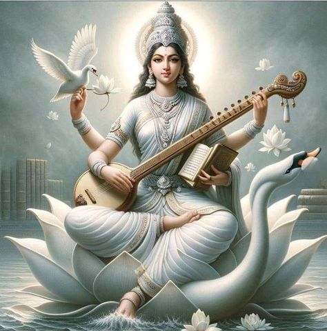 Jai Maa Saraswati, Lord Saraswati, Saraswathi Devi, Saraswati Picture, Saraswati Painting, Saraswati Mata, Maa Saraswati, Saraswati Photo, Saraswati Devi