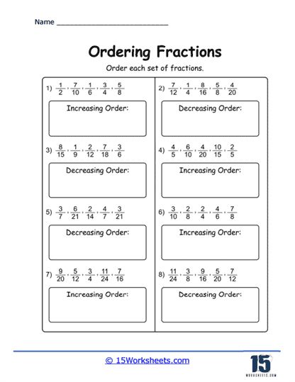 Ordering Shifting Fractions Worksheet - 15 Worksheets.com Ordering Fractions Worksheet, Worksheet On Fractions For Class 6, Proper And Improper Fractions Worksheets, Grade 5 Math Worksheets Fractions, Maths Worksheet For Class 5 Fraction, Simplifying Fractions Worksheet, Fraction Art, Benchmark Fractions, Ascending Order