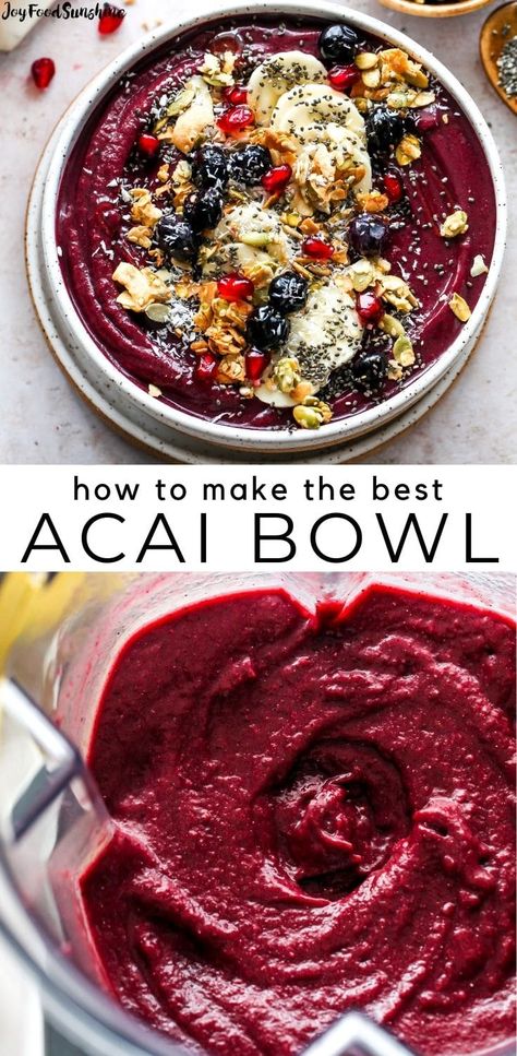 This homemade acai bowl recipe is made in 5 minutes with 7 ingredients. Learn how to make an acai bowl that tastes even better than expensive store-bought varieties. Homemade Acai Bowl Recipe, Acai Bowl Toppings, Best Acai Bowl, Acai Bowl Recipe Easy, Homemade Acai Bowl, Acai Recipes, Acai Bowl Recipe, Light Eating, Bowl Recipes Easy