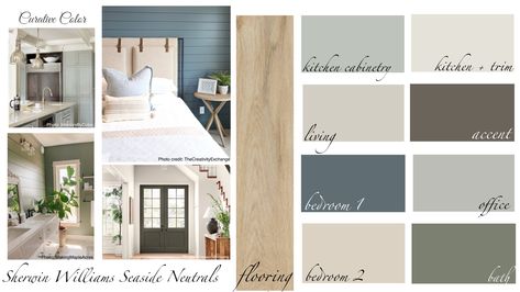 Netural colors for coastal style. Blue Interior Paint, Interior Paint Color Palette, Interior Paint Color, Interior Paint Palettes, Renovation Inspiration, Paint Inspiration, House Color Palettes, Color Board, Paint Color Palettes