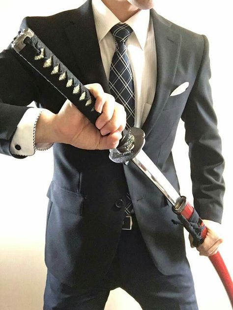 Gentleman & Sword Modern Samurai, Man In A Suit, Human Poses Reference, Human Poses, Dynamic Poses, Body Poses, Male Poses, Action Poses, Pose Reference Photo