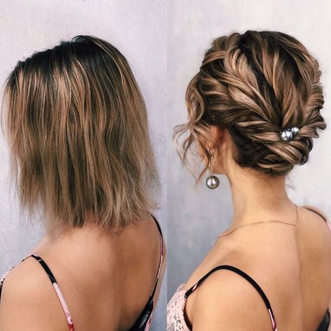 Terrific Shoulder Length Hairstyles To Make Your Look Special ★ Shoulder Length Hair Updos, Short Hair Updo Easy, Shoulder Length Hairdos, Shoulder Length Hairstyles, Short Hair Bride, Short Hair Up, Trendy Hair Styles, Wedding Hair Up, Guest Hair