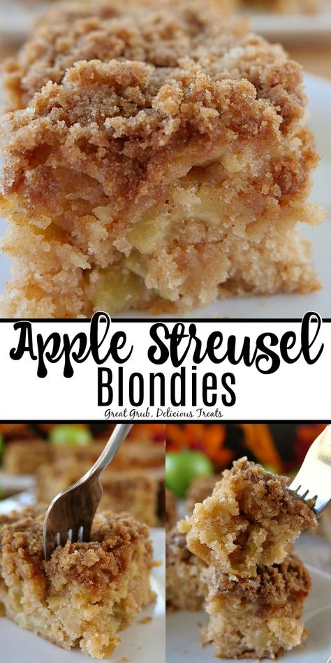 Green Apples Dessert, Walnut Recipes Dessert, Apple Blondies Recipe, Almond Squares, Green Apple Recipes, Apple Blondies, Dessert Apple, Apple Desserts Easy, Apple Streusel