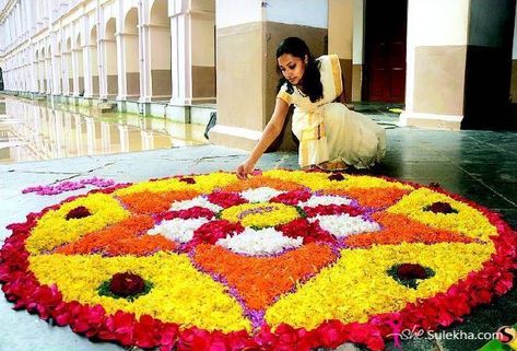 10 Onam Crafts and Onam Decor ideas - The Crafty Angels Onam Decoration Ideas, Onam Decoration, Onam Pictures, Onam Images, Onam Pookalam Design, Onam Greetings, Navratri Rangoli, Onam Wishes, Pookalam Design