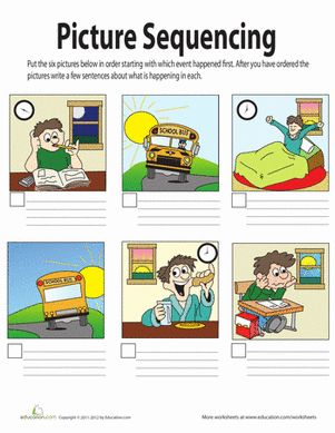 This picture story is all mixed up! Use this worksheet to teach your students how to put plot events in order. Picture Sequencing, Worksheets For 3rd Grade, 3rd Grade Worksheets, Sequencing Words, Story Sequencing Worksheets, Third Grade Worksheets, Sequencing Pictures, Sequencing Worksheets, Slp Activities