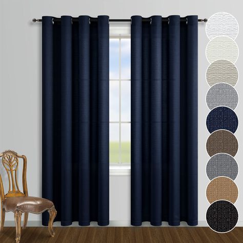 Dark Blue Curtains Living Room, Navy Curtains Living Room, Dining Room Closet, Royal Blue Curtains, Blue Curtains Living Room, Dark Blue Curtains, Black Sheer Curtains, Curtains Fabrics, Dining Room Window Treatments