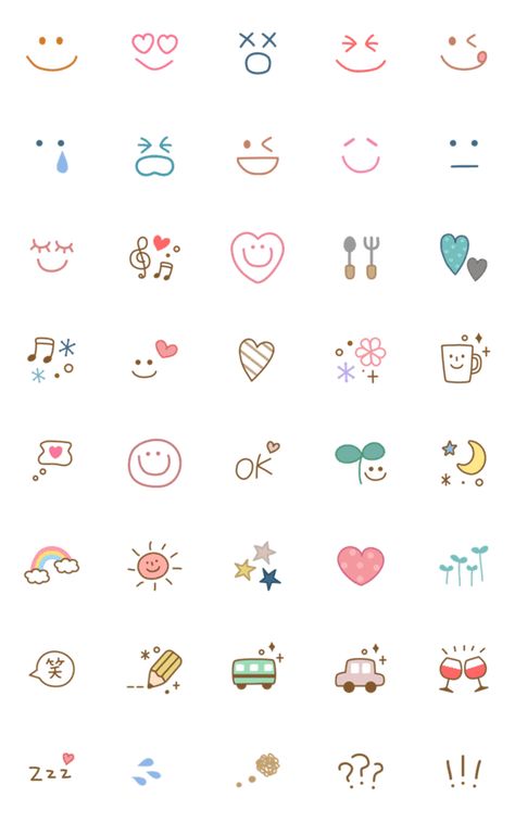 Useful adorable natural emoji 2 – LINE Emoji | LINE STORE Goodnote Stickers, Line Emoji, Emoji 2, Emoji Stickers, Bullet Journal Writing, Bullet Journal Art, Mini Drawings, Bullet Journal Doodles, Cute Easy Drawings