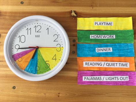 Establish an after school routine with a DIY color-coded alarm clock for kids. After School Schedule, Uppfostra Barn, Best Kids Watches, Kids Alarm Clock, After School Routine, School Routine, Kids Schedule, Routine Chart, School Schedule