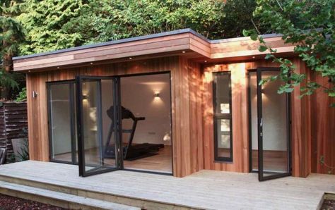 Garden office or a small gym. https://www.quick-garden.co.uk/log-cabins.html Gym Shed, Garden Gym, Relaxation Space, Shed Office, Cedar Cladding, Backyard Studio, Garden Suite, Timber Buildings, Casa Container